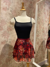 Load image into Gallery viewer, Ladies 12" Red Metallic Floral Print Wrap Skirt