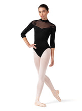 Load image into Gallery viewer, Ladies Black Calista Floral 3/4 Sleeve Leotard