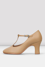 Load image into Gallery viewer, Ladies Chord T-Strap 3 inch Heel Character Shoes