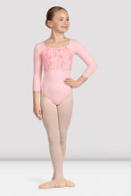 Load image into Gallery viewer, Girls Sophie Floral 3/4 Sleeve Leotard Candy Pink