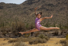 Load image into Gallery viewer, Girls Unicorn Shimmer Lavender Gymnastics Leotard