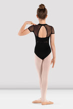 Load image into Gallery viewer, Girls Black Meghan Cap Sleeve Leotard