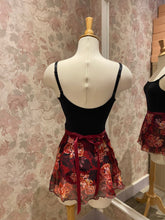 Load image into Gallery viewer, Ladies 12" Red Metallic Floral Print Wrap Skirt