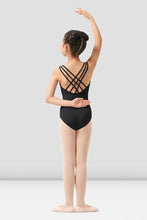 Load image into Gallery viewer, Girls Mirella Black Paisley Strap Detail Back Tank Leotard