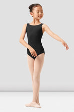 Load image into Gallery viewer, Girls Mirella Black Paisley Strap Detail Back Tank Leotard