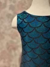 Load image into Gallery viewer, Girls Blue Mermaid Shimmer Biketard