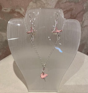 3D Ballerina Necklace & Earring Set