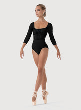 Load image into Gallery viewer, Ladies Zoey 3/4 Sleeve Leotard Black