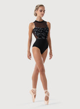 Load image into Gallery viewer, Ladies Kara Floral Open Back Leotard Black