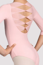 Load image into Gallery viewer, Girls Mirella Glow Girl 3/4 Pink Sleeve Leotard