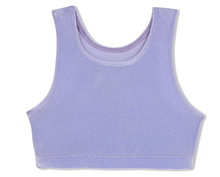 Load image into Gallery viewer, Girls Lavender Twinkle Velvet Sport Bra