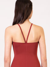Load image into Gallery viewer, Ladies Flower Power V Front Halter Copper Leotard