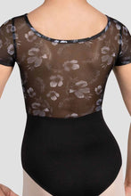 Load image into Gallery viewer, Girls Remi Floral Cap Sleeve Leotard Black