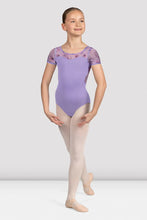 Load image into Gallery viewer, Girls Remi Floral Cap Sleeve Leotard Lilac