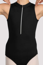Load image into Gallery viewer, Girls Mirella Black Glow Girl Zip Front Leotard