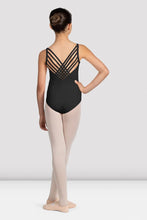 Load image into Gallery viewer, Girls Mirella Black Glow Girl V Neck Leotard