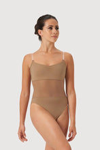 Load image into Gallery viewer, Ladies Cordelia Mesh Panel Bodysuit -Tan