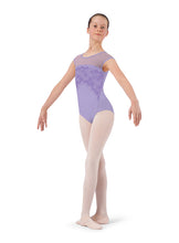 Load image into Gallery viewer, Girls Katalina Lilac Print Butterflies & Flowers Cap Sleeve Leotard