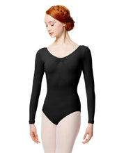 Load image into Gallery viewer, Ladies Samantha Microfiber Gathered Long Sleeve Leotard(Variety of Colors)