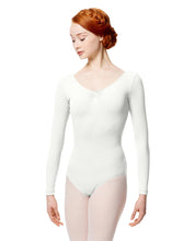 Load image into Gallery viewer, Ladies Samantha Microfiber Gathered Long Sleeve Leotard(Variety of Colors)