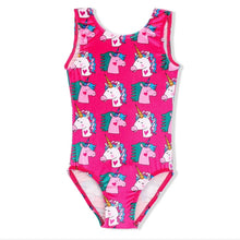 Load image into Gallery viewer, Girls Unicorn Fushia Velvet Gymnastics Leotard
