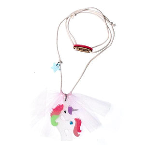 Unicorn Winged Coral Glitter Necklace