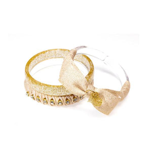 Fancy Fabric Bracelets- Gold Bangles Set