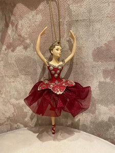 Brunette Regal Red Ballerina Ornament