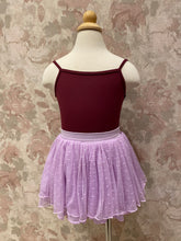 Load image into Gallery viewer, Girls Lavender Polka Dot Mesh Skirt
