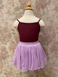 Girls Lavender Polka Dot Mesh Skirt