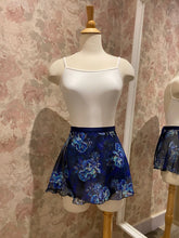 Load image into Gallery viewer, Ladies 12&quot; Blue Metallic Floral Print Wrap Skirt
