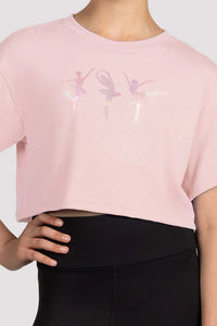 Girls Glow Girl Ballerina Pink Print Crop Top