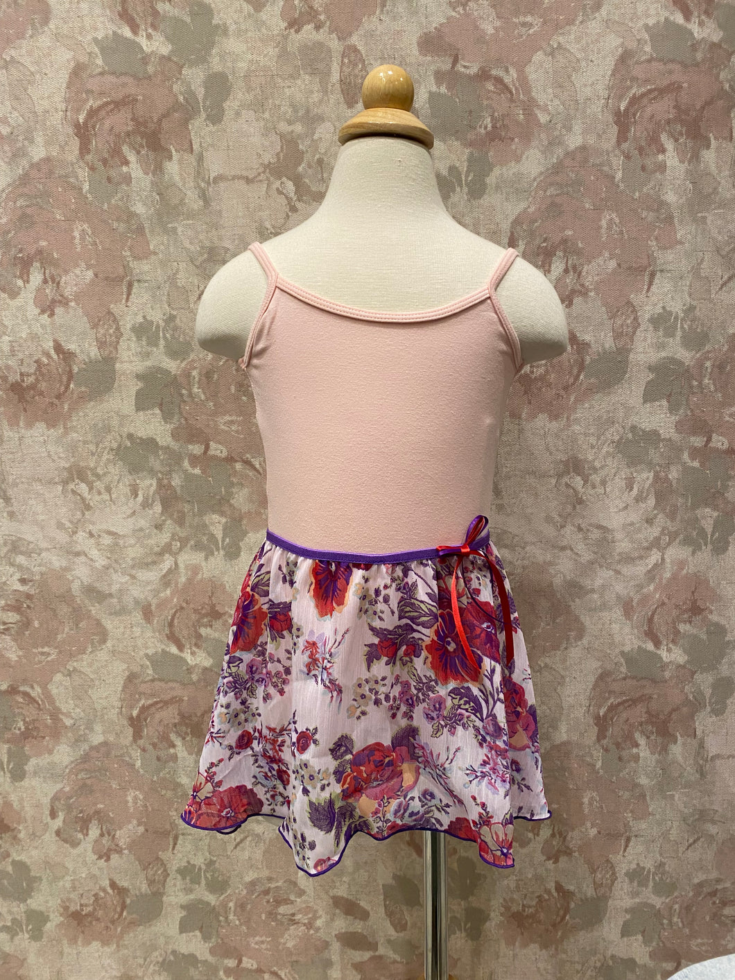 Girl Red/Purple Poppies Pull on Skirt