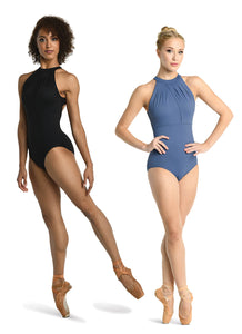 Adult Black Adele Twist Halter Leotard