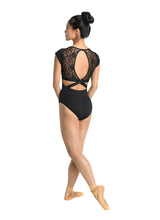 Load image into Gallery viewer, Adult Black Cap Sleeve Lace Leotard
