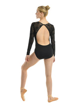 Load image into Gallery viewer, Adult Black Long Sleeve Lace Leotard
