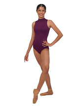 Load image into Gallery viewer, Adult Merlot Lace Mock Neck Tank Leotard
