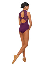 Load image into Gallery viewer, Adult Merlot Lace Mock Neck Tank Leotard
