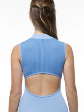 Load image into Gallery viewer, Adult Ocean Drive Blue Zip Front Mock Neck Leotard
