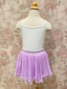 Girls Lavender Polka Dot Mesh Skirt