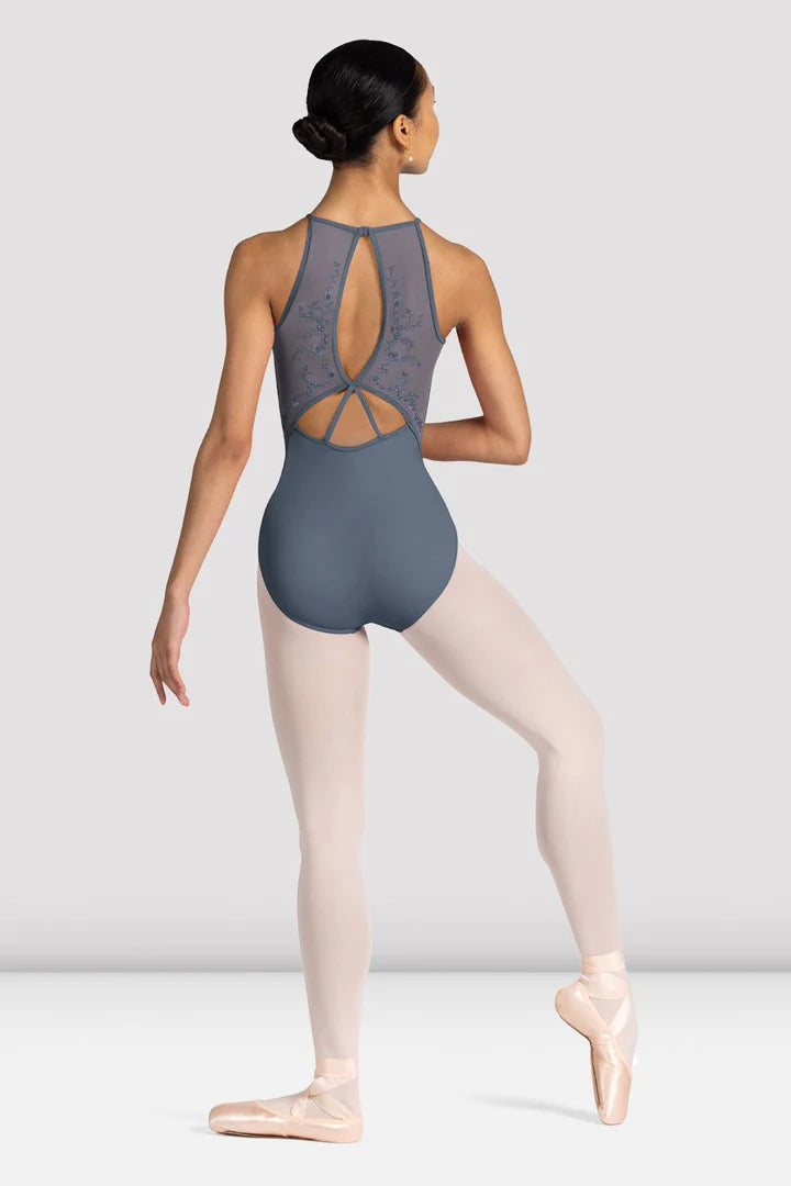 Ladies Cassia Floral Halterneck Graphite Grey Leotard