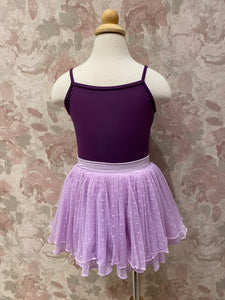 Girls Lavender Polka Dot Mesh Skirt