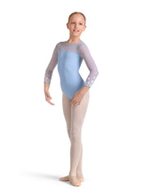Load image into Gallery viewer, Girls Blue Kaleidoscope 3/4 Sleeve Leotard

