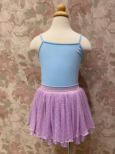 Girls Lavender Polka Dot Mesh Skirt