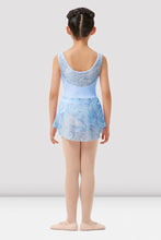 Load image into Gallery viewer, Girls Mirella Paisley Lt.Blue Double Scoop Neck Skirted Leotard
