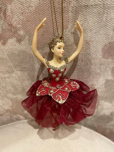 Brunette Regal Red Ballerina Ornament