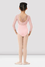 Load image into Gallery viewer, Girls Mirella Paisley Pink  Strap Bk 3/4 Sleeve Leotard
