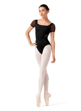Load image into Gallery viewer, Ladies Black Olivia Floral Cap Sleeve Leotard
