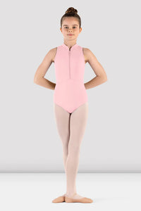 Girls Rosey Zip Front Leotard- Candy Pink