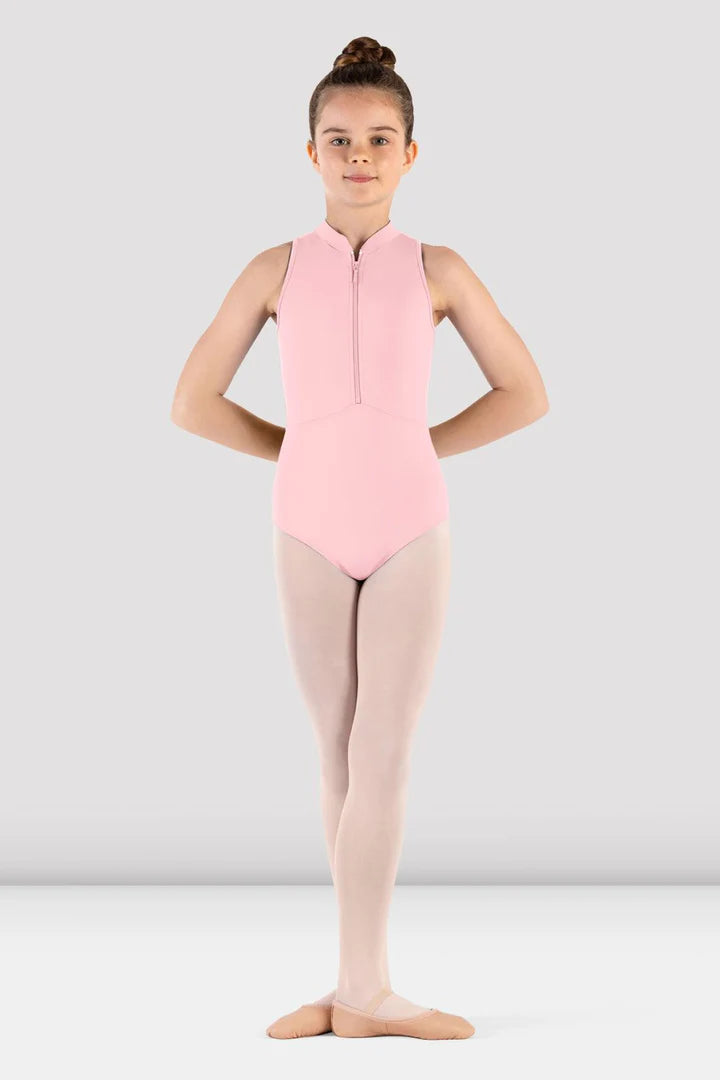 Girls Rosey Zip Front Leotard- Candy Pink
